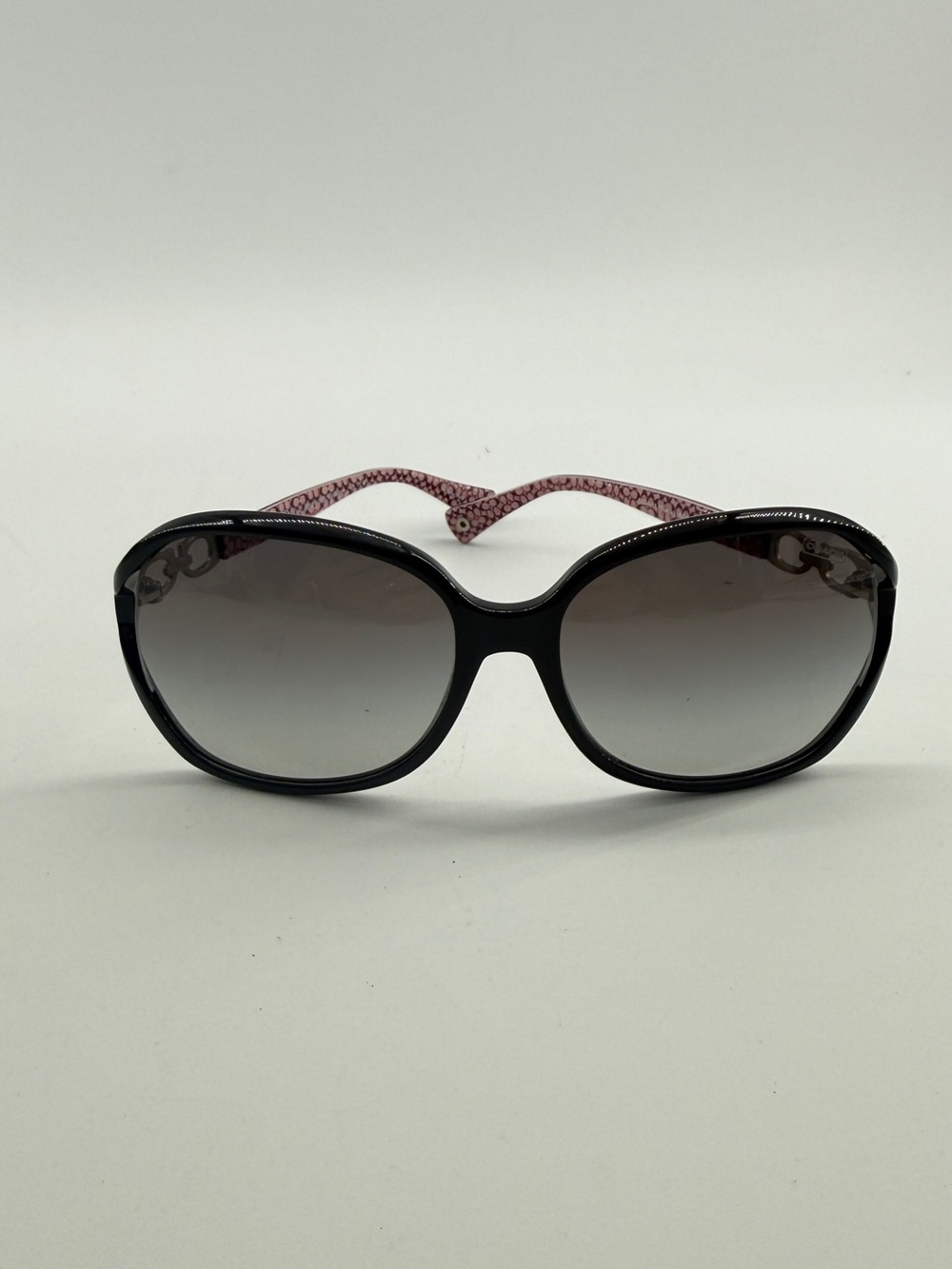Coach Black Sunglasses with Pink Patterned Arms